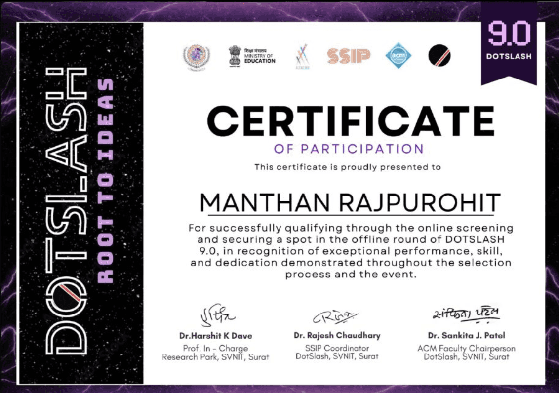 DotSlash 9.0 Participation certificate preview