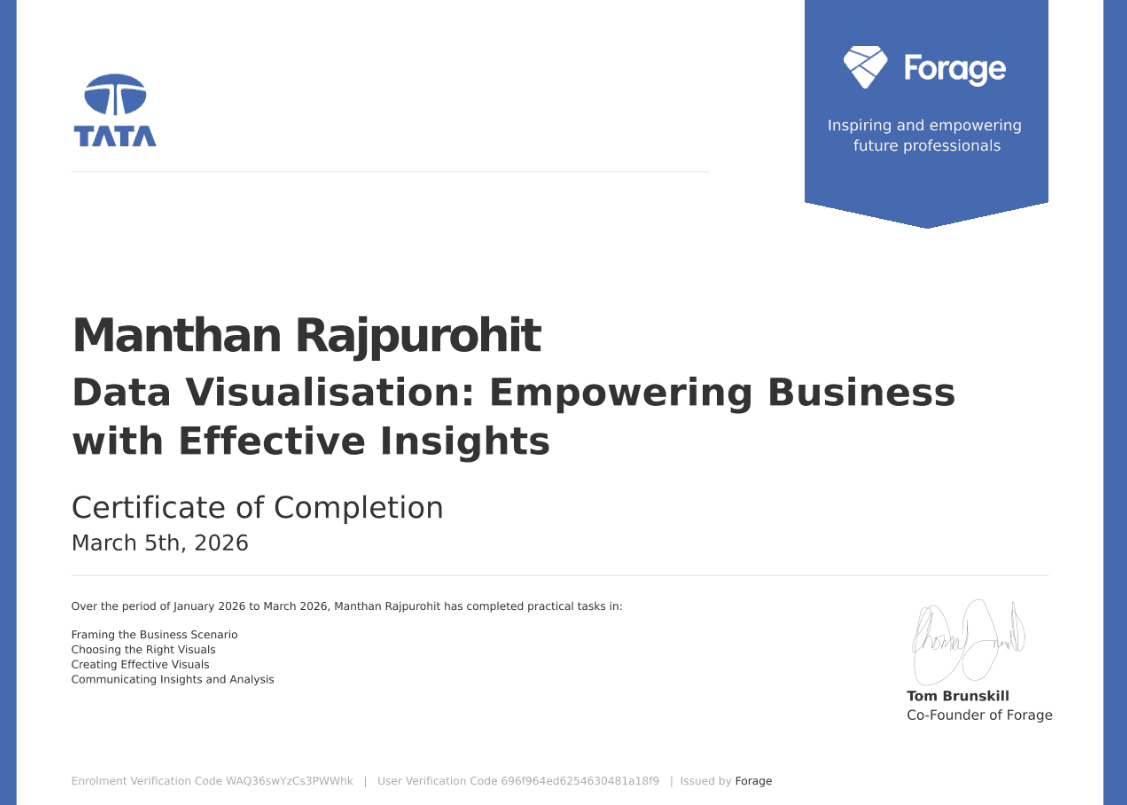 Tata Data Visualisation certificate preview