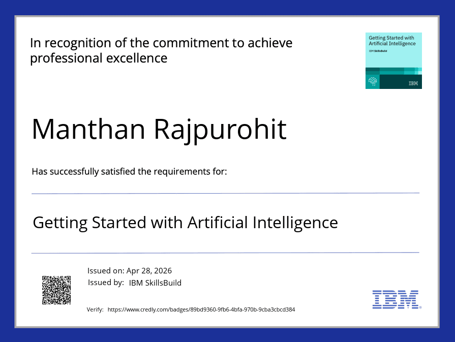 IBM Getting Started with AI certificate preview