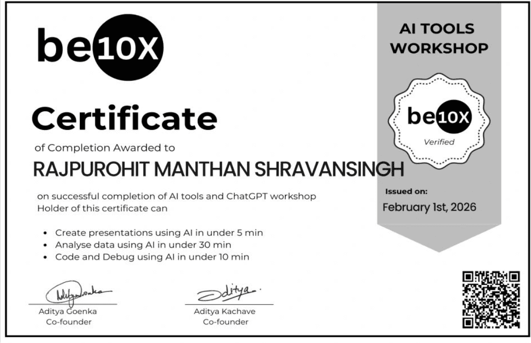 AI Tools Workshop certificate preview