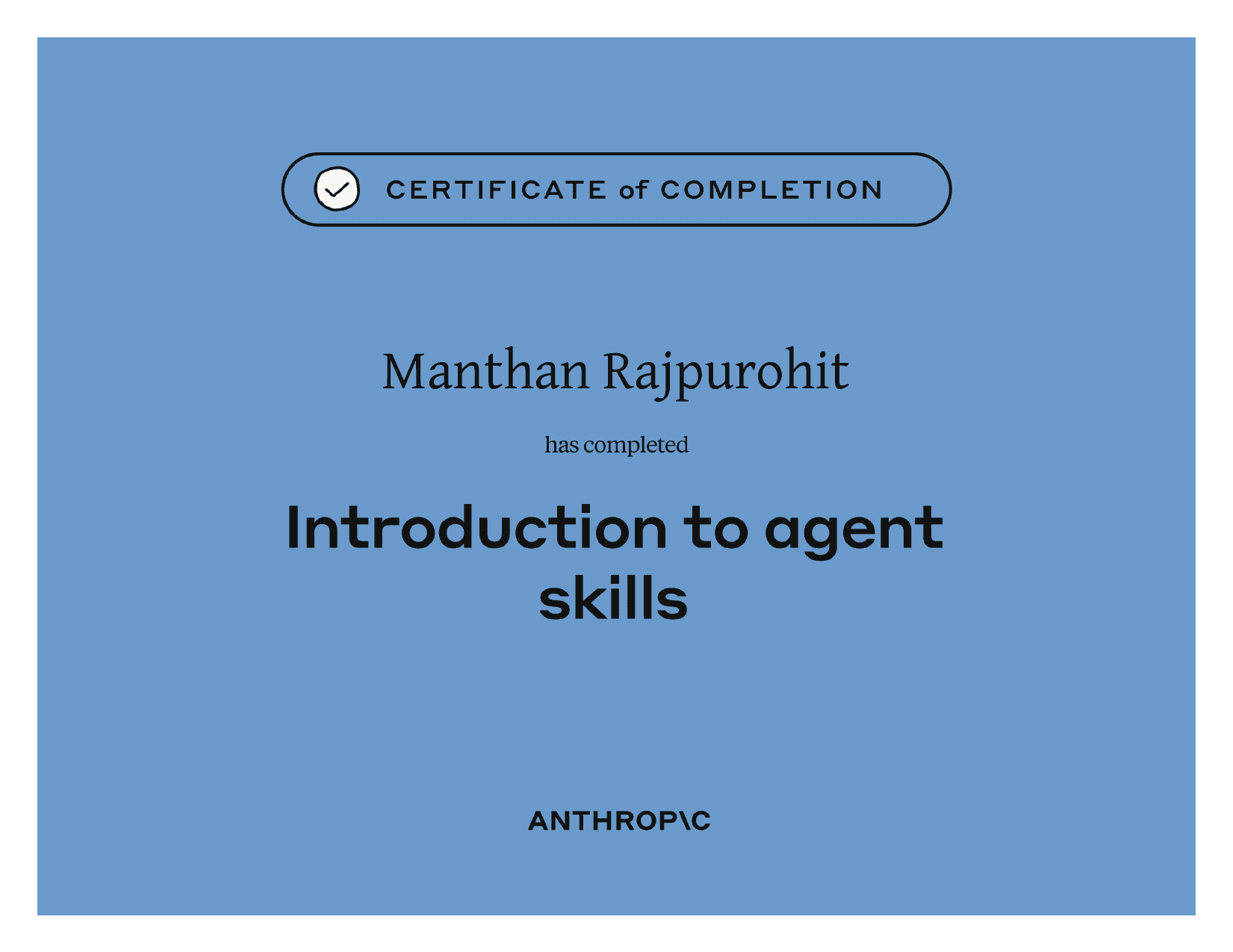 Introduction to Agent Skills certificate preview