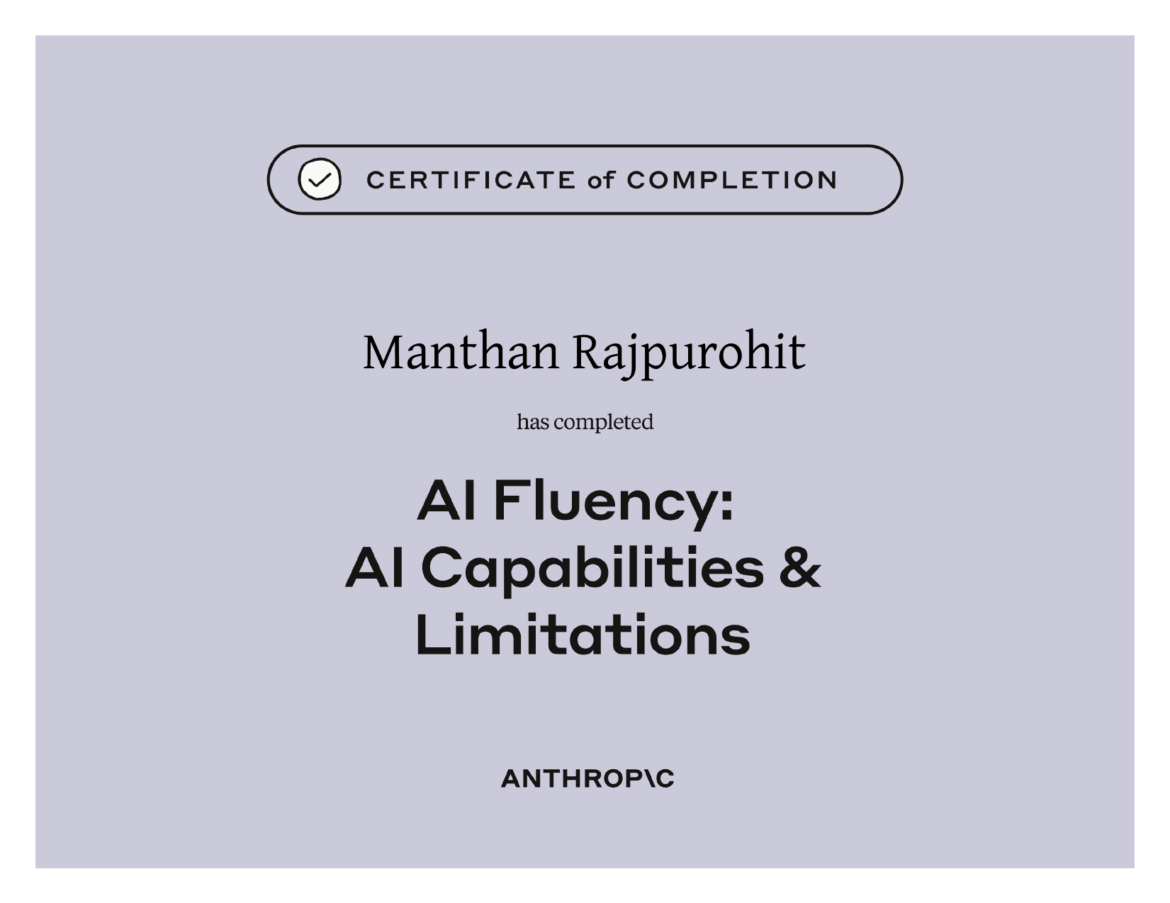 AI Fluency: Capabilities & Limitations certificate preview