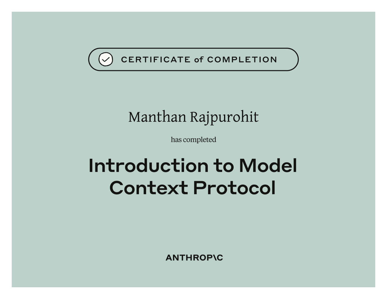 Introduction to Model Context Protocol certificate preview