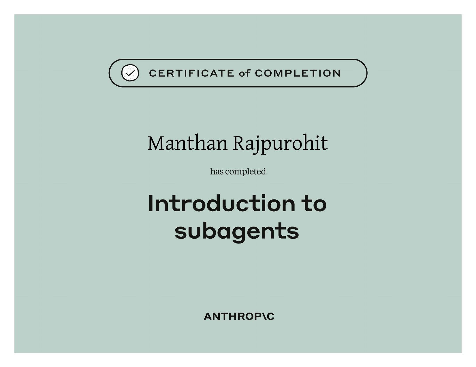 Introduction to Subagents certificate preview